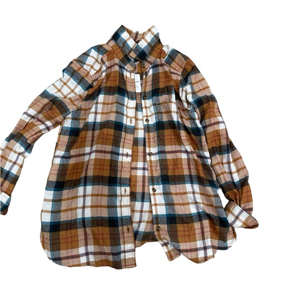 American Eagle Outfitters Tops - New with tags! American Eagle beautiful button up Orange and blue flannel